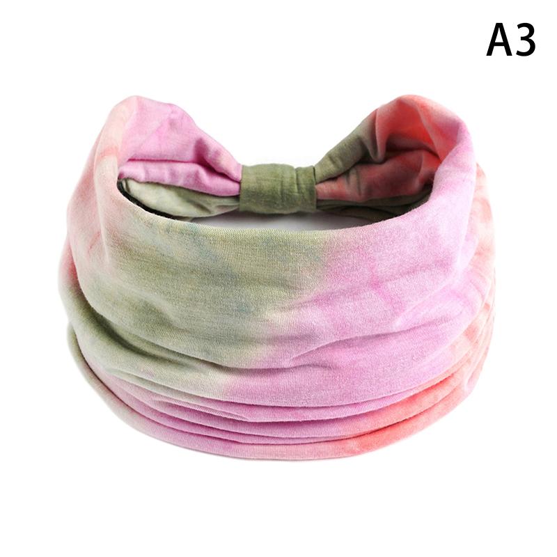 Tie-Dye Boho Knot Turbans Yoga Elastic Head Wrap Women Headband Wide Hairbands Headwear Bandanas Hair Band Accessories