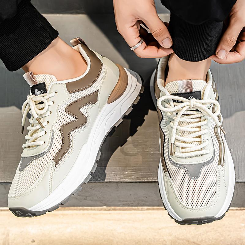 Новые модные мужские кроссовки Four Seasons с толстой подошвой для студентов и мальчиков, трендовые кроссовки с мягкой подошвой, дышащие, повседневные кроссовки для бега