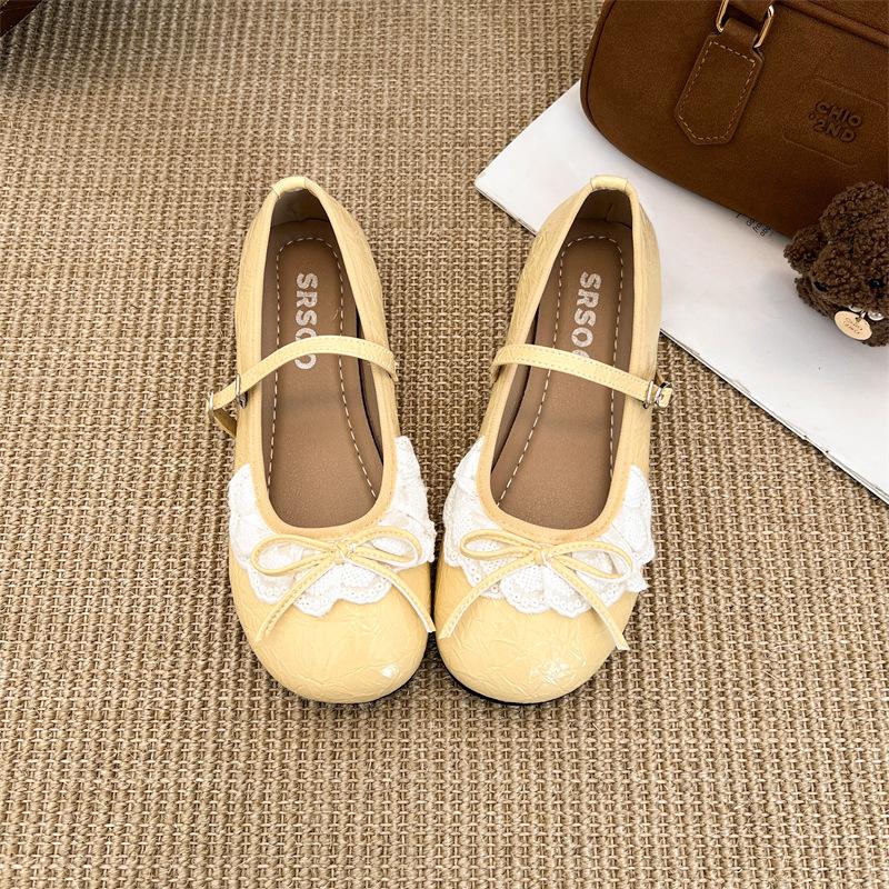 2025 весна новые серебряные туфли Мэри Джейн с бантом женские туфли балетки повседневные балетки
