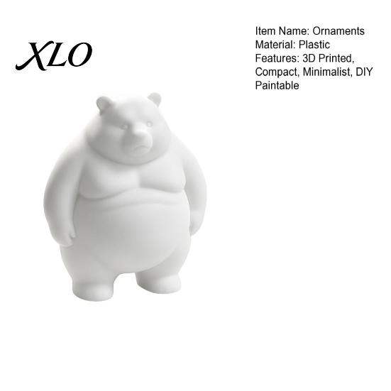Exquisite Animal Sculpture for Table Chubby Bear Figurine, 3D Printed DIY Paintable Fat Minimalist Figure Bookshelf Statue, Cute Desktop Ornament,