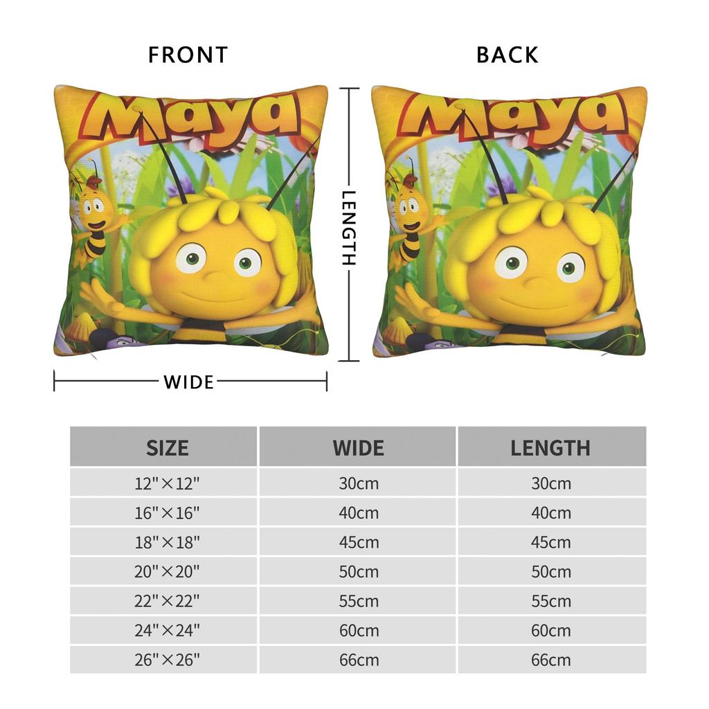 Decorative Pillow Cover Maya The Bee With Flower Cartoon Accessories Bedroom Throw Pillow Case Cover Square Style Multiple Sizes