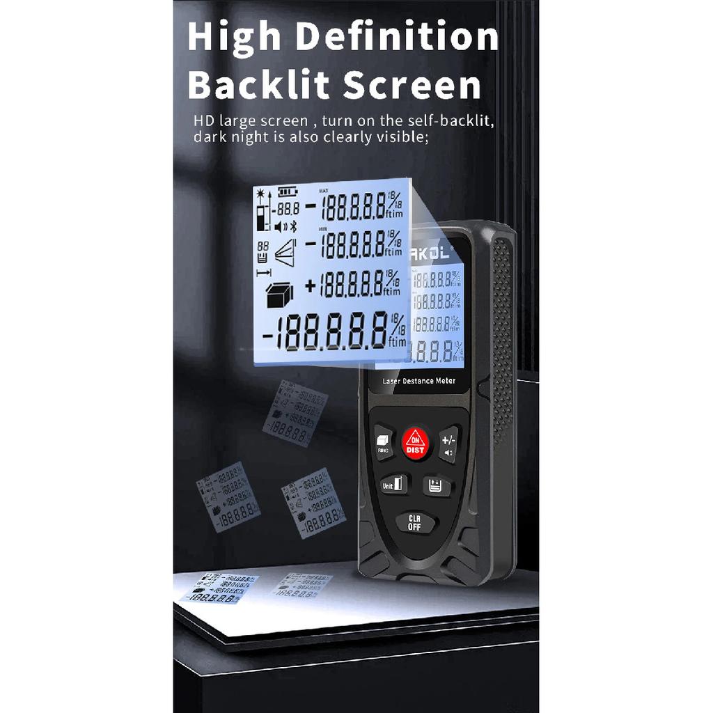 Snakol Laser Distance Meter 50M 70M 100M 120M Profesional Digital Rangefinder Roulette Ruler Laser Tape Measure with USB Charge