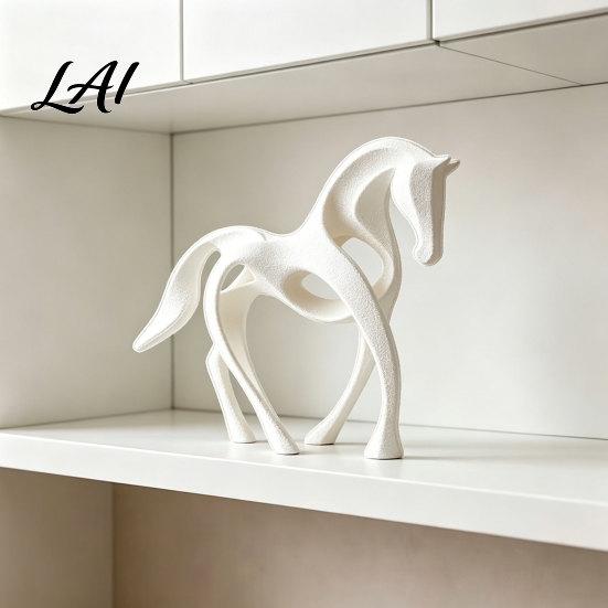 Living Room Horse Decor 3D Printed Abstract Statue Minimalist Hollow White Figurine for Ornament Desk Decor Animal Shape Home Statue