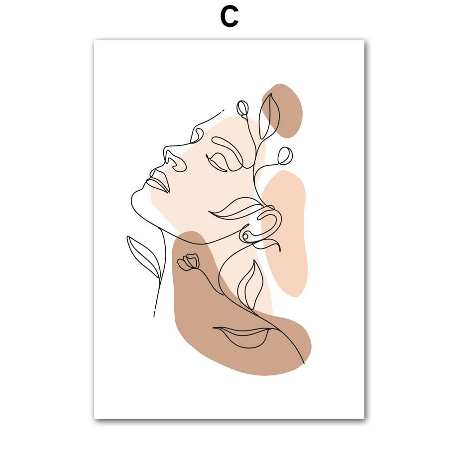Wall Art Canvas Painting Flower Line Drew Lover Face Color Block Abstract Living Room Decor Posters And Prints Home Wall Picture