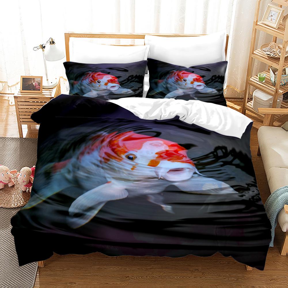 3D Ornamental Fish Bedding Set Animal Down Duvet Cover Pillowcase 2/3 Birthday Gift DE135 * 200 Boy Room Full Size Quick Drying Soft Home Textile