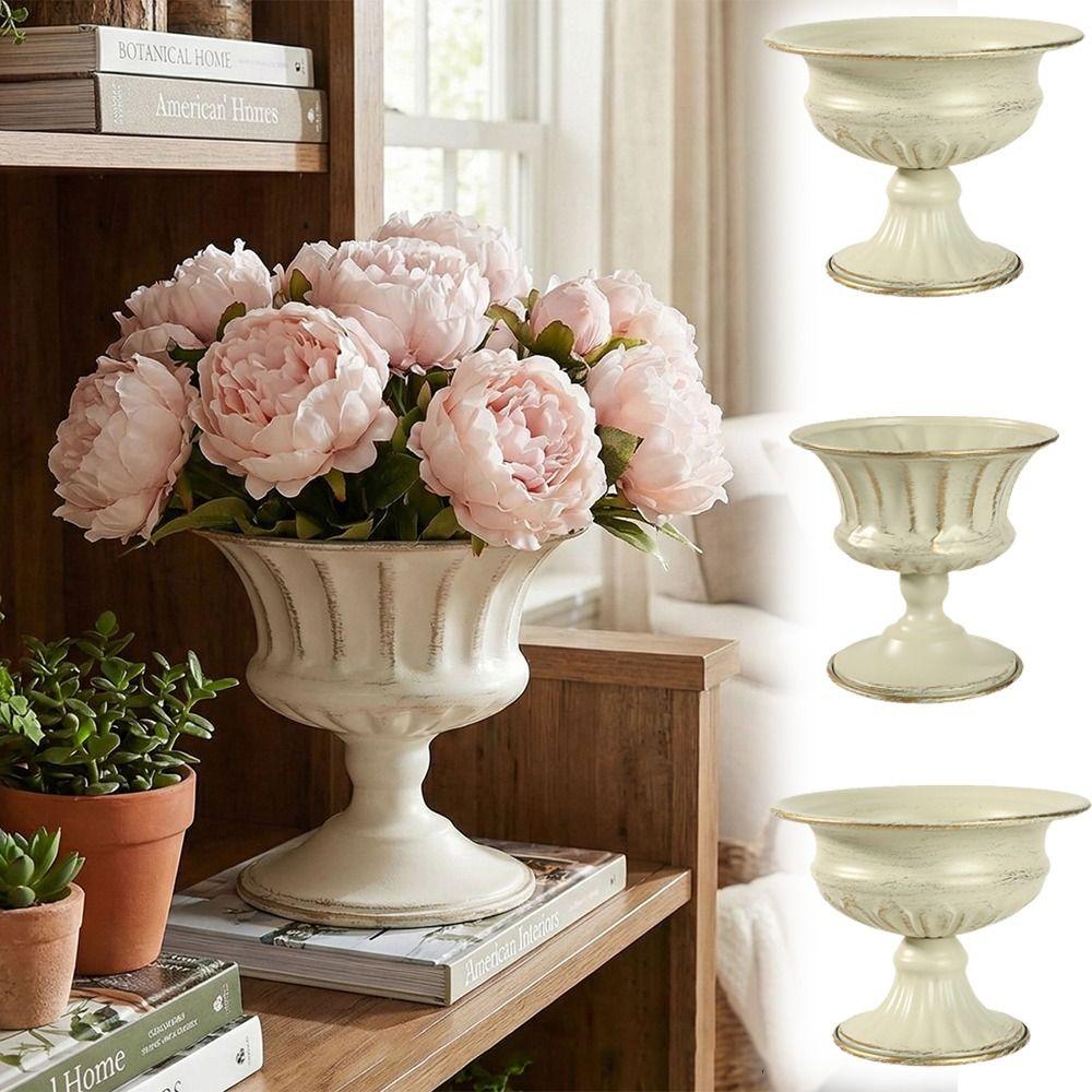 Multipurpose Flower Pot White Decorative Vase Vintage Urn Vase Flower Pot Living Room