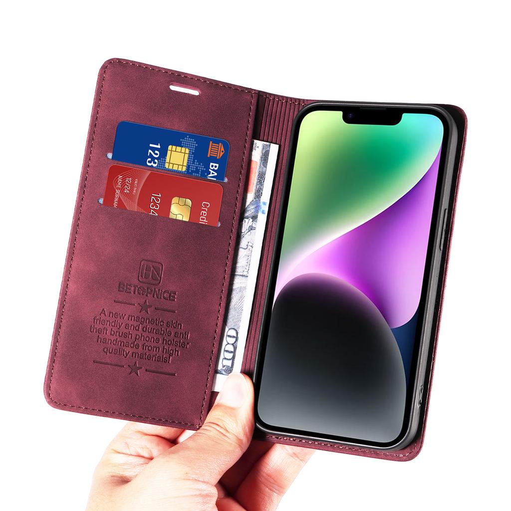 Чехол-кошелек BETOPNICE с магнитной застежкой, блокировкой RFID, подставкой для iPhone 17 Pro, кожаный чехол для телефона