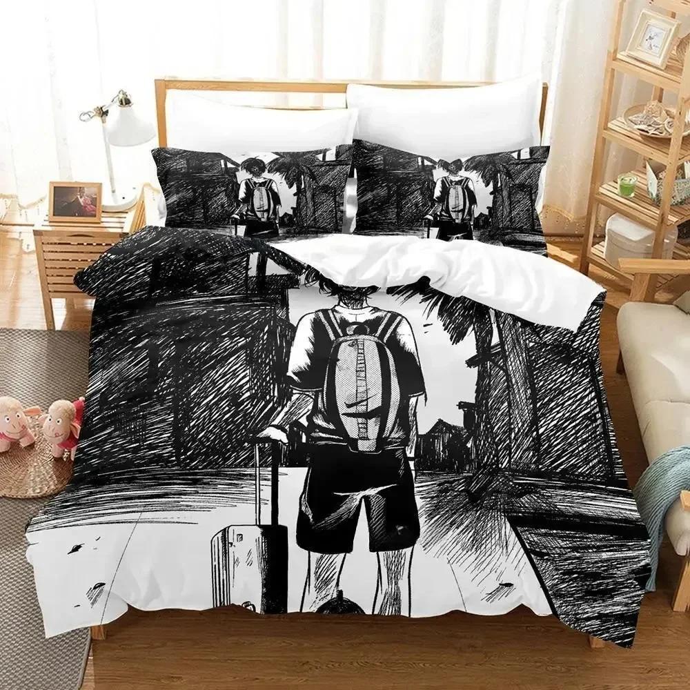 New Summer Time Rendering Bedding Set Cartoon Anime Three-piece Set Adult Kid Bedroom Duvet Cover Sets 3D Kawaii Girls Twin Set