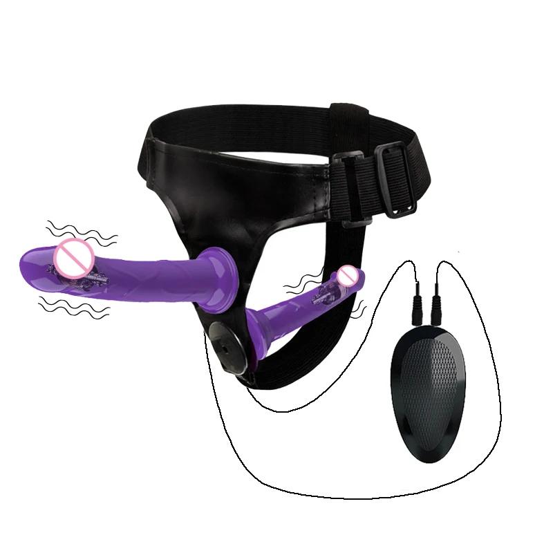 Couples Harness Strap-on with 2 Vibrations Realistic Dildos for Anal G-spot Stimulation Prostate Massager Adult Sex Toy for Wom