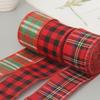 6M Christmas Checkered Wired Edge Weave Ribbon Plaid Black Red Green Diamond Check Pattern Craft Christmas Decoration Linen