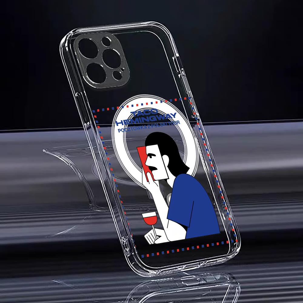 Чехол для телефона Singer T-Taco Hemingway для iPhone 17 16 15 14 13 12 Pro Max Plus с магнитным прозрачным чехлом Беспроводная зарядка