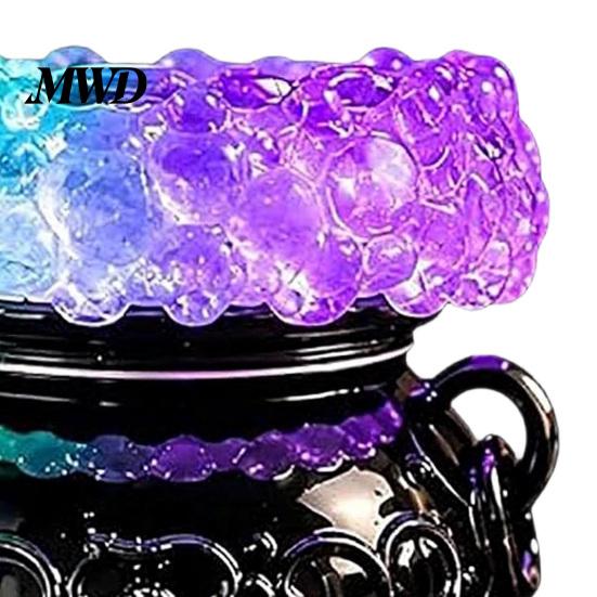 Witch Themed Table Centerpiece Halloween Cauldron LED Bubble Light, Light-up Candle Holder, Spooky Atmosphere Maker Color Changing Potion Lamp