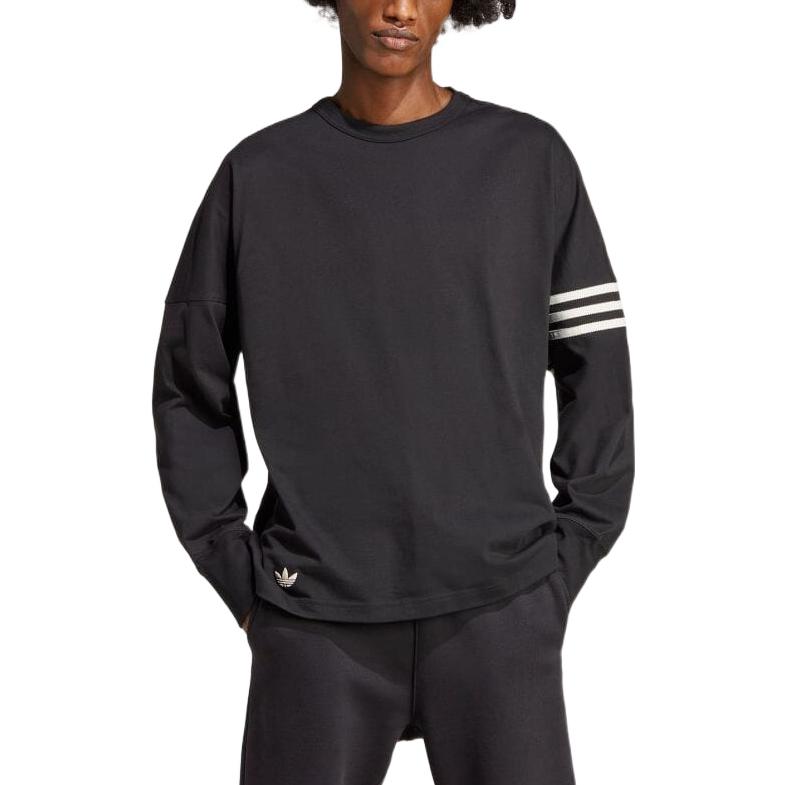 adidas Футболка с длинным рукавом Originals Trefoil Crew Neck, мужские топы, черный цвет HR8697