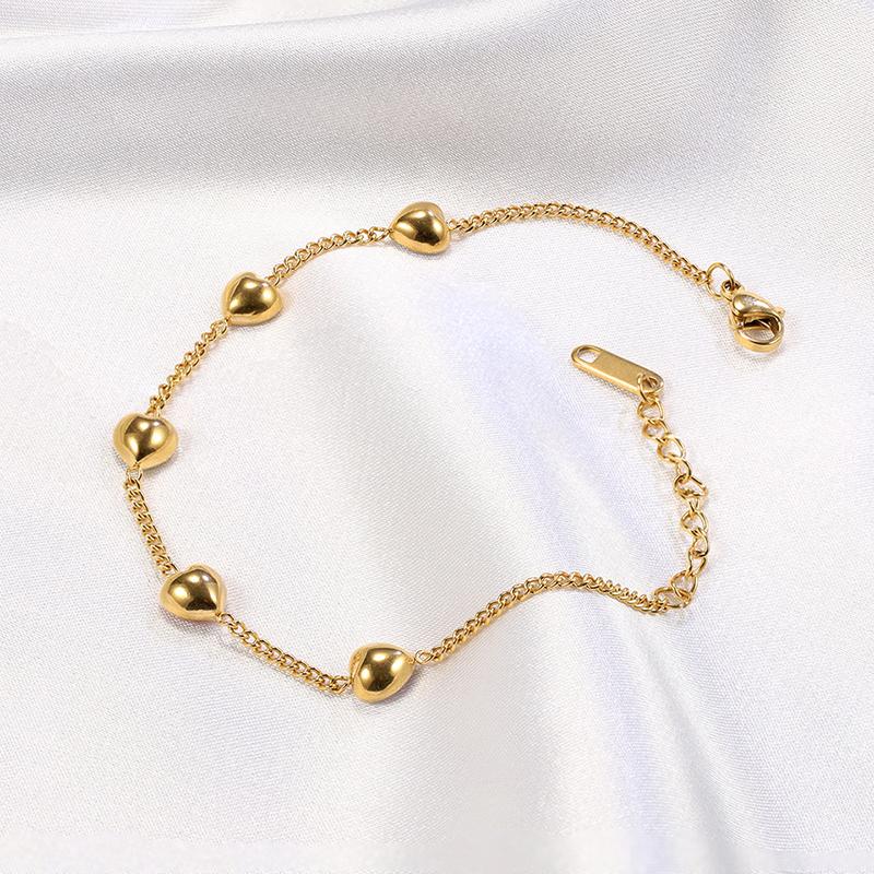 Простой золотой женский модный браслет в форме сердца с цепочкой, женский подарок на день рождения