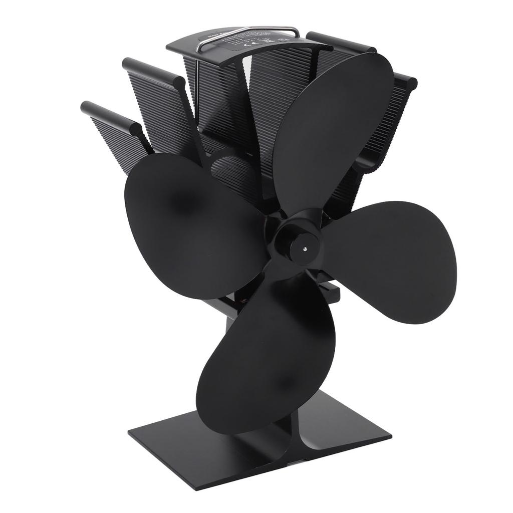 4-лопастной вентилятор для печи с подогревом, бесшумный, экологически чистый, из алюминиевого сплава, для камина, для дома, дровяного бревна