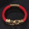 Панк-красный плетеный кожаный браслет из нержавеющей стали наручники браслеты пряжка браслет ювелирные изделия подарки