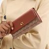 Coach Mila 19 Long Flap Folded Coated Canvas And Calfskin Wallet Women wallet Brass Caramel CAT55-B4XHG