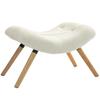 Fleece-Covered Footstool, Wooden Legs, Padded, Cream White