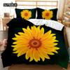 Sunflower Duvet Cover Set Yellow Flower Bedding Set Sunflower Botanical Floral Garden Bloom Print On Black Polyester Quilt Cover