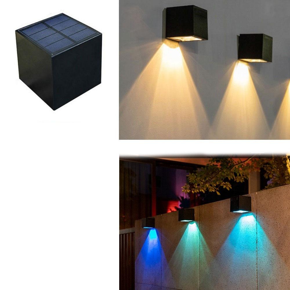 Square Design Wall Lamp IP65 Waterproof Outdoor Garden Light Solar Wall Lights  Outdoor Use