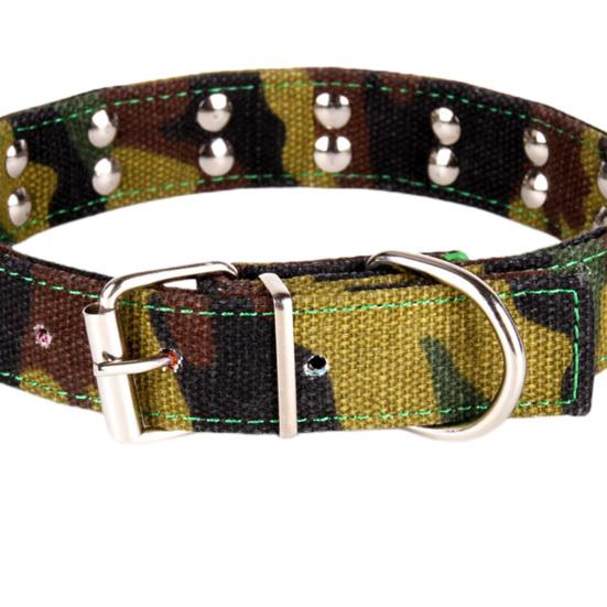 Ошейник для собак с заклепками, регулируемый модный камуфляжный холст, ожерелье для домашних животных, ошейник на тяге