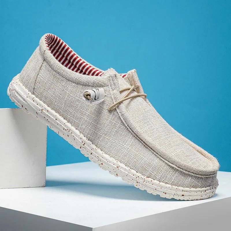 Мужские большие легкие туфли Lefu 2024, новая корейская версия, повседневные дышащие туфли на плоской подошве, удобные ленивые парусиновые туфли для мужчин Zapatos