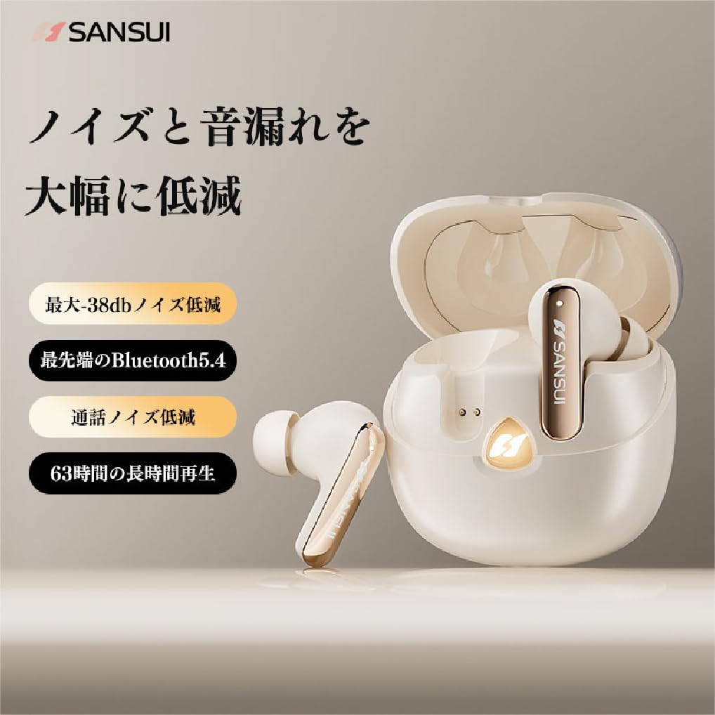 SANSUI W22PRO Беспроводные Bluetooth Наушники с Шумоподавлением Автоматическое Воспроизведение Быстрые Компактные и Идеальные для и Игр, 5.4, Шумоподавление, Сопряжение, IPX4,