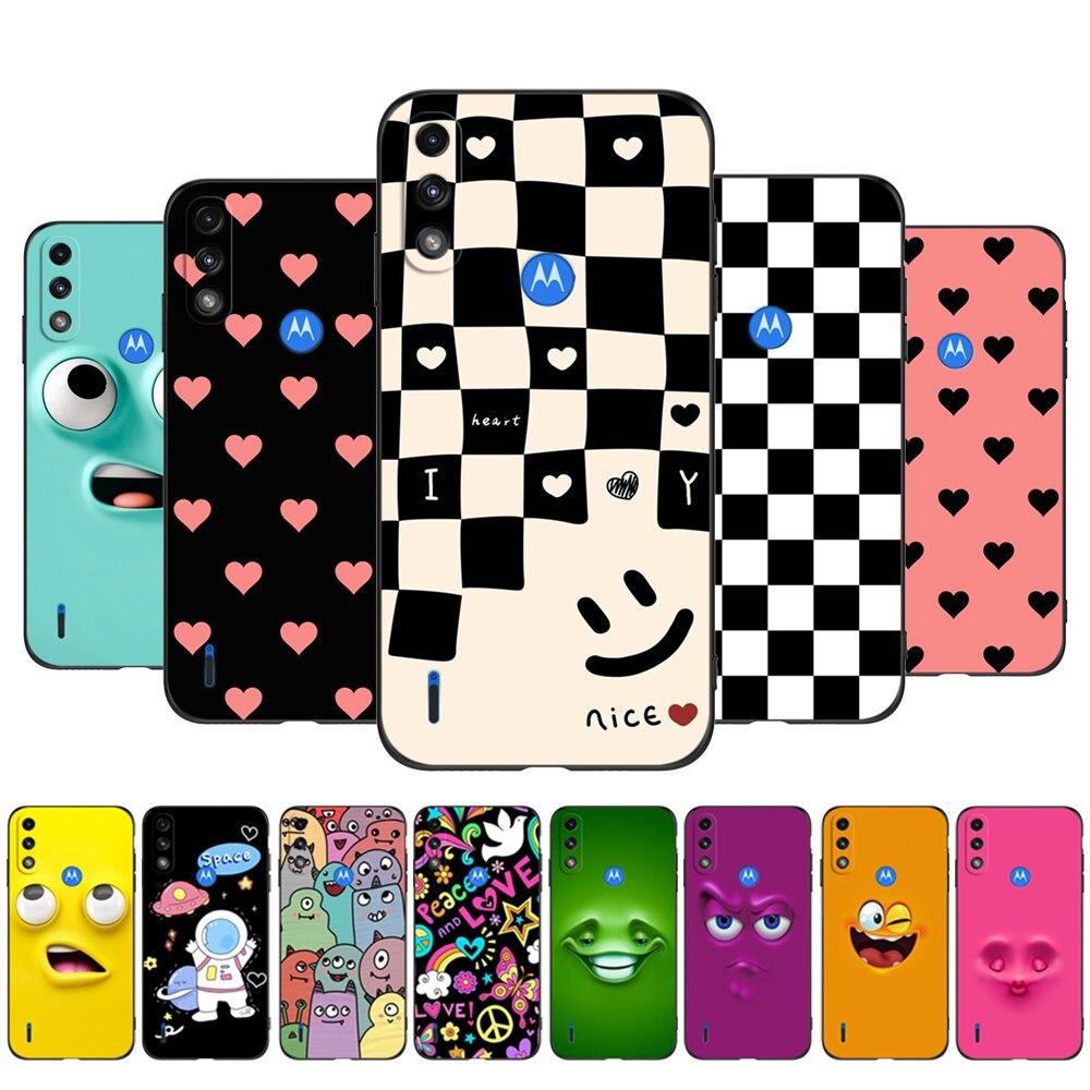 Для Motorola Moto E7 E7i Power Case задняя крышка телефона Мягкий силиконовый защитный черный чехол из ТПУ милый забавный