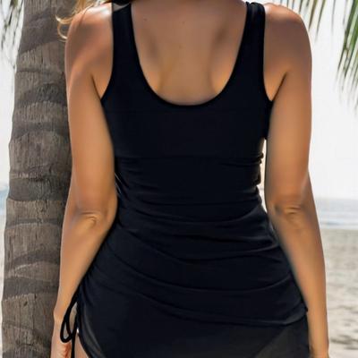 Купальник женский с квадратным вырезом, слитный, юбка-сетка, прикрывающий живот, шнуровка, съемные чашки, консервативный слитный купальник для плавания