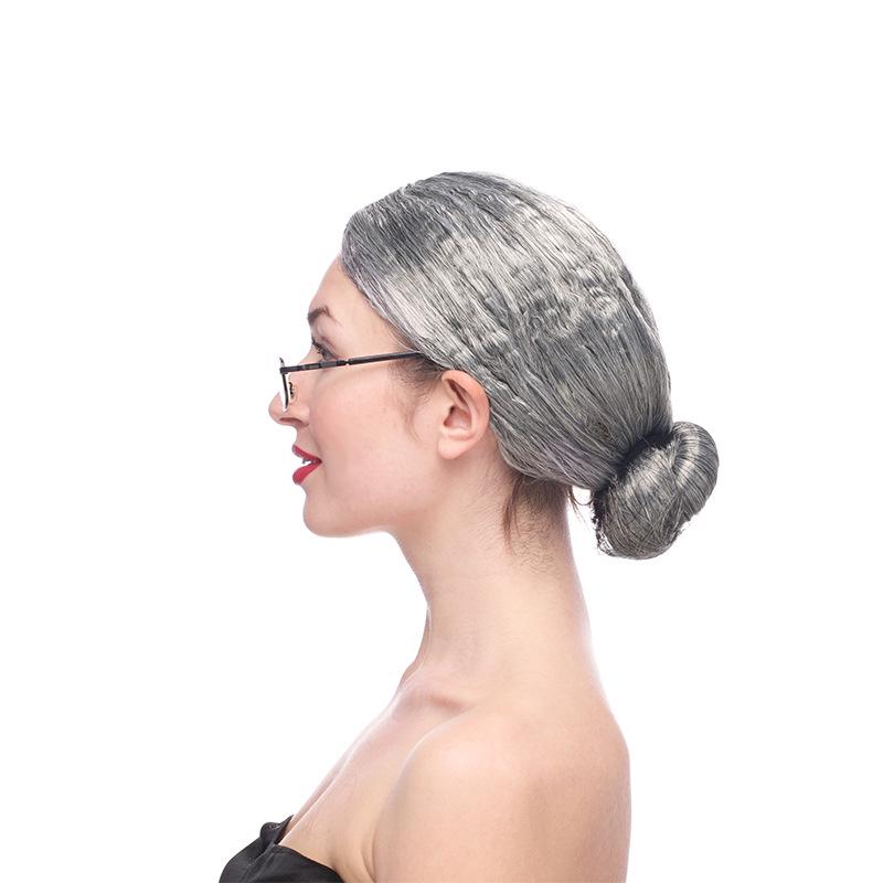 Gray and White Grandma Wig Costume Prop