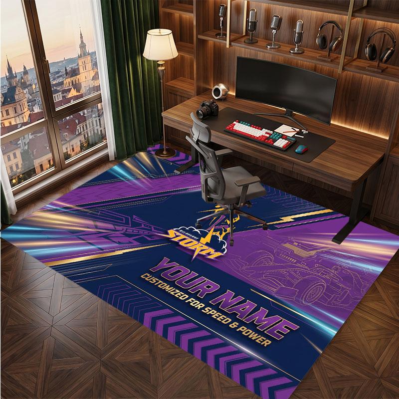 Melbourne Storm Personalized Crystal Velvet Carpet, Customized Name Text Soft Anti‑Slip Rug for Living Room Bedroom
