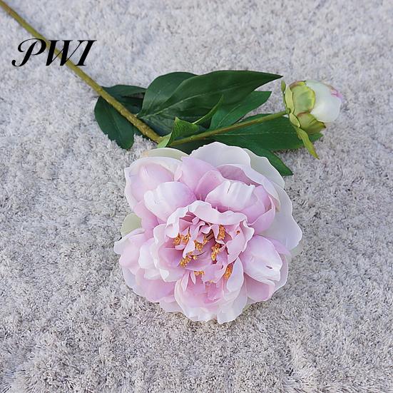 Artificial Flower 1Pc Realistic Easy Care 2-head No Fade Peony Fake for Wedding Faux
