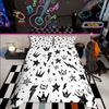 Homewish Black Stars Print Duvet Cover Set for Teen, Abstract Geometry Bedding Set, Cartoon Theme Decor