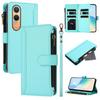For Oppo K12x 5G (China)/OnePlus Nord CE4 Lite 5G Leather Case 9 Card Slots Zipper Wallet Stand Phone Cover with Wrist Strap