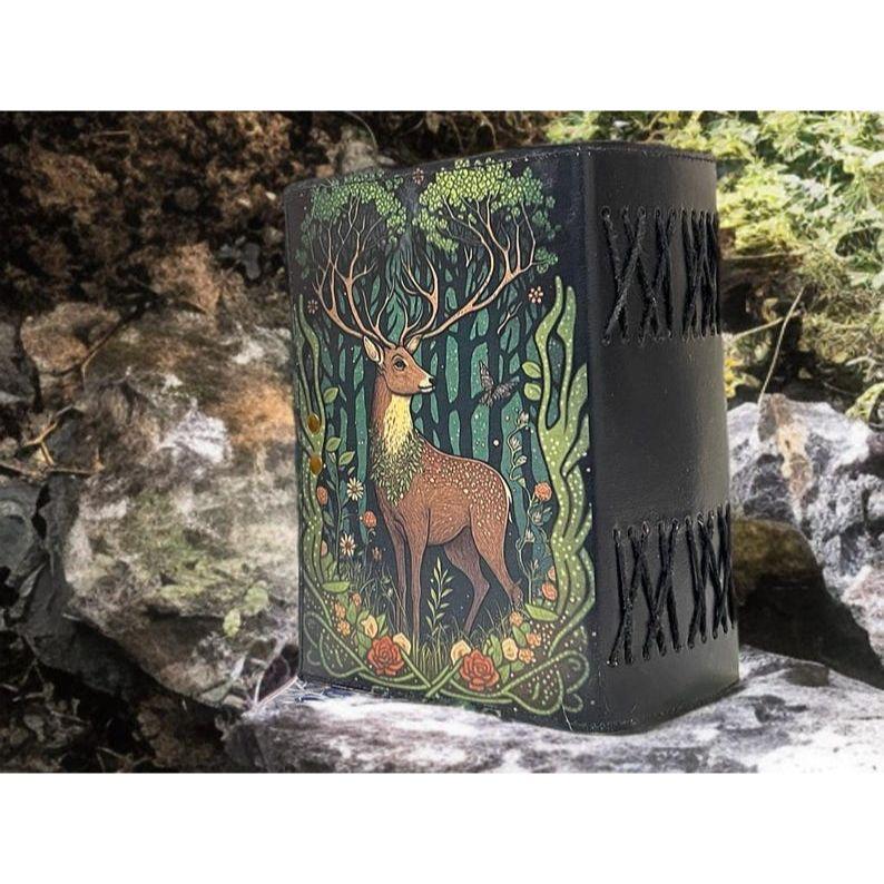 Охотник Кожаный Гримуар: Блокнот Stag для колдовства, винтажный кожаный журнал ручной работы