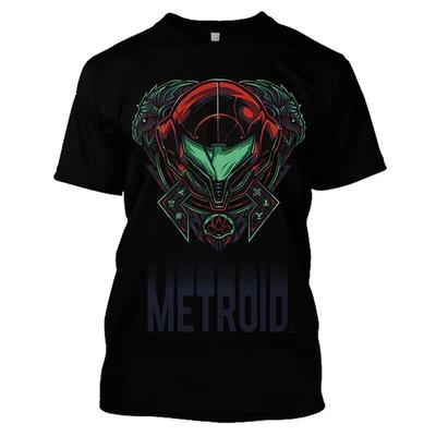 Футболка с 3d принтом Metroid, женские модные футболки унисекс, детские топы в стиле хип-хоп, футболки, футболка Metroid, большие игровые топы Camisetas Hombre