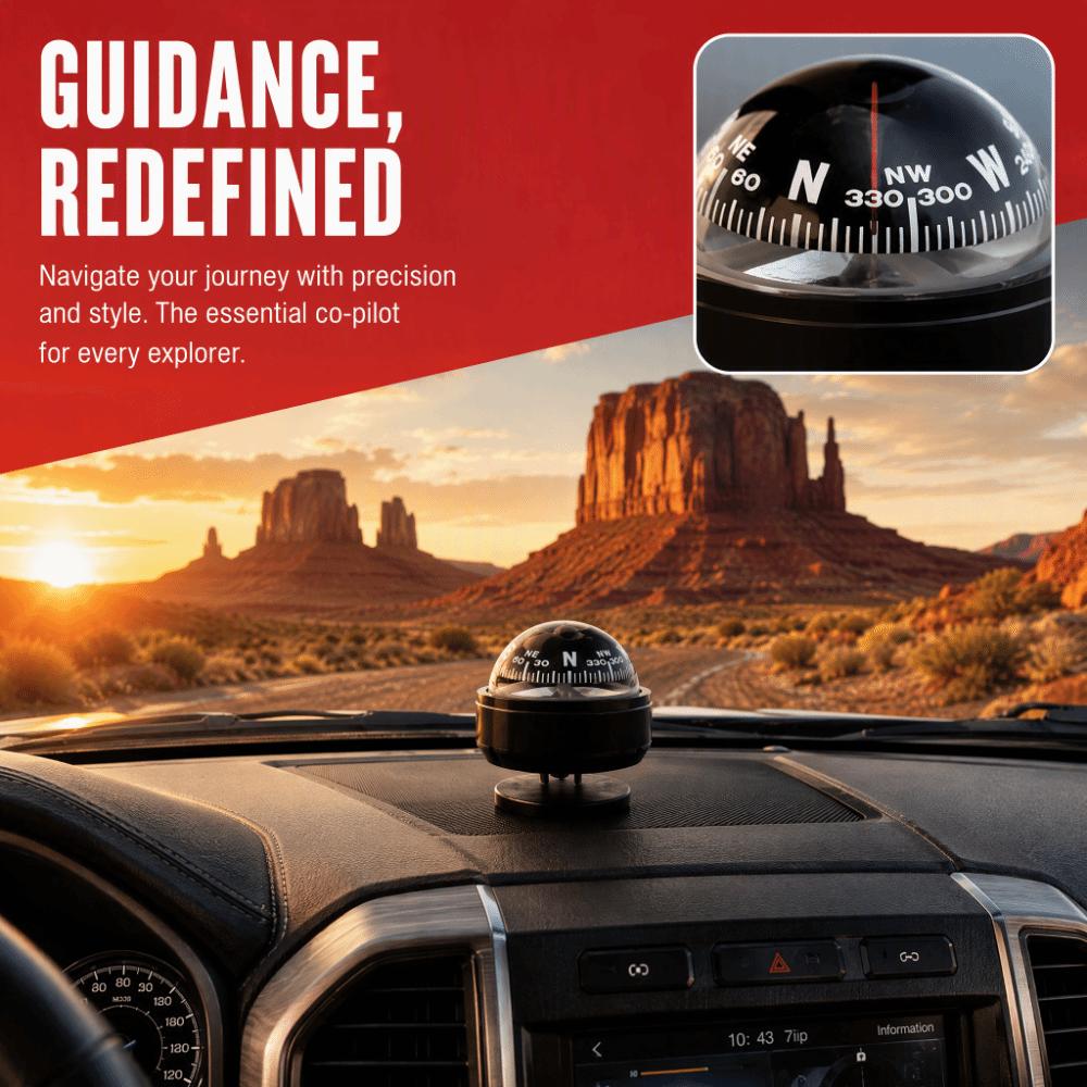 Black Guide Ball Portable Dashboard Compass Magnetic Heading Indicator Vehicle Navigation