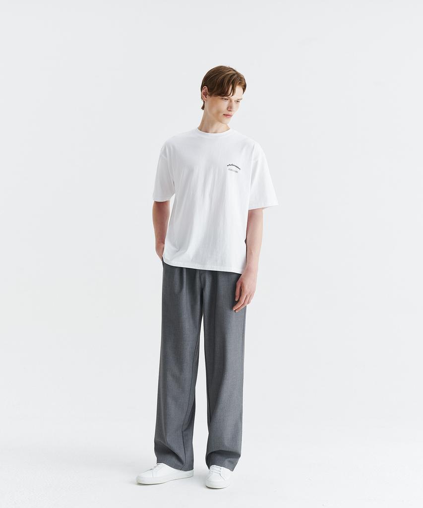 WHOLOVESART [Summer Fabric Added] Unisex Semi-Wide Elastic Waist Slacks Light Gray