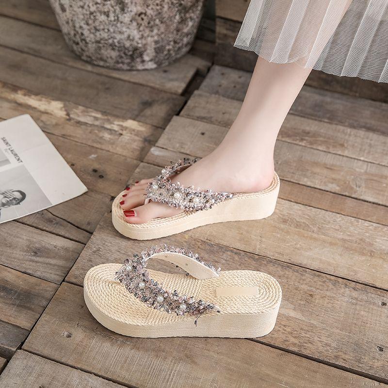 Модные сандалии Jewels Slides Crystals on Beach женские тапочки шлепанцы обувь для женщин Rhenstone New Style H Sandal Shoes Оптовая продажа 39