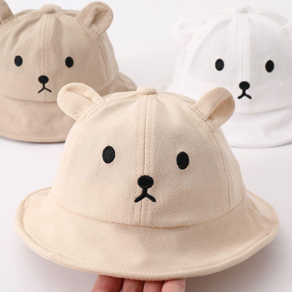 Cotton Baby Bucket Hat Korean Boys Girls Sunhat Lovely Baby Bear Hat Toddler