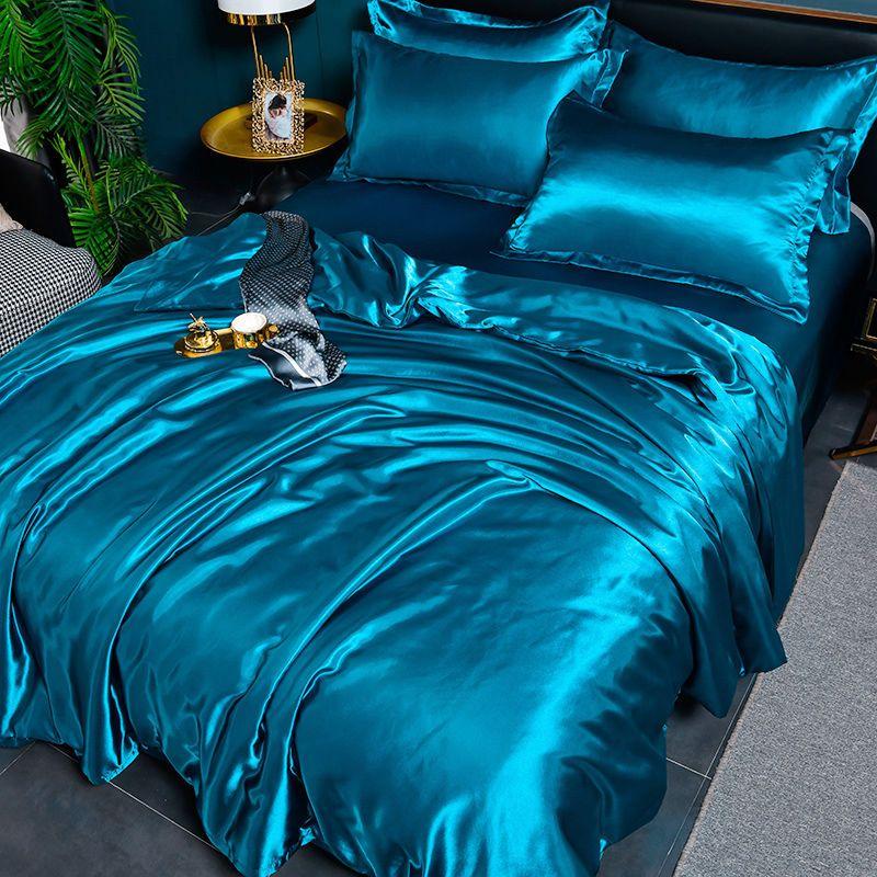 Комплект постельного белья Nordic Silk с пододеяльником, простыней, наволочкой, роскошный, для пары, односпальный, двуспальный, летний, домашний текстиль, однотонная простыня