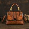 Ретро кожаная сумочка Изысканная тисненая женская сумка Универсальные вместительные сумки на плечо