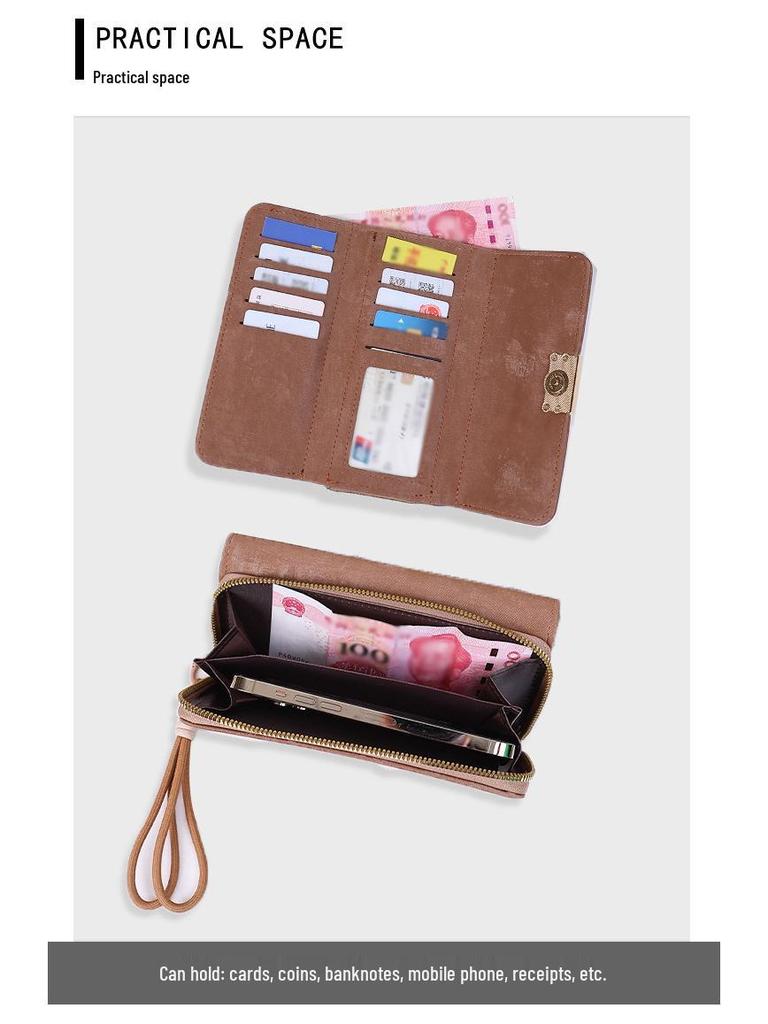 Women's Frosted Leather Tri-fold Clutch Wallet with Multi-card Slots