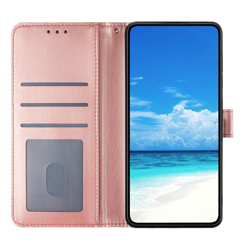 For iPhone 16 Pro Max Wallet Case Rose Pattern Imprinted Leather Flip Stand Phone Cover