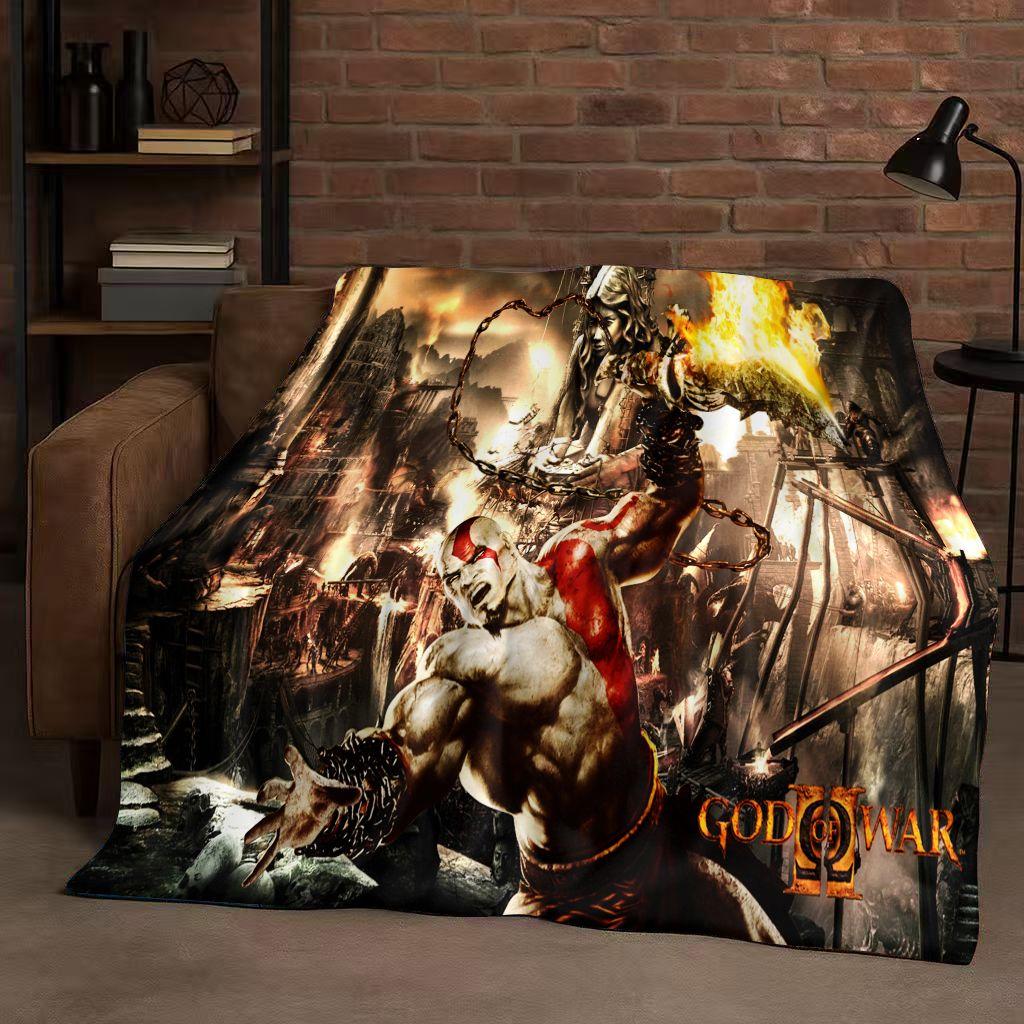 3D Кратос God of War Мультяшный Геймер Фланелевое Одеяло, Ультра Мягкий Теплый Плюшевый Плед для Дома Спальни Кровати Дивана Покрывало Пикника Детей