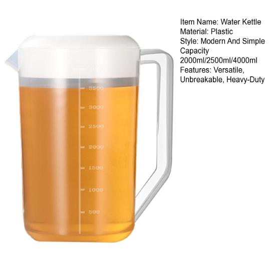 Unbreakable Plastic Water Pitcher with Lid BPA-Free Ice Tea Kettle Iced Tea Pitcher