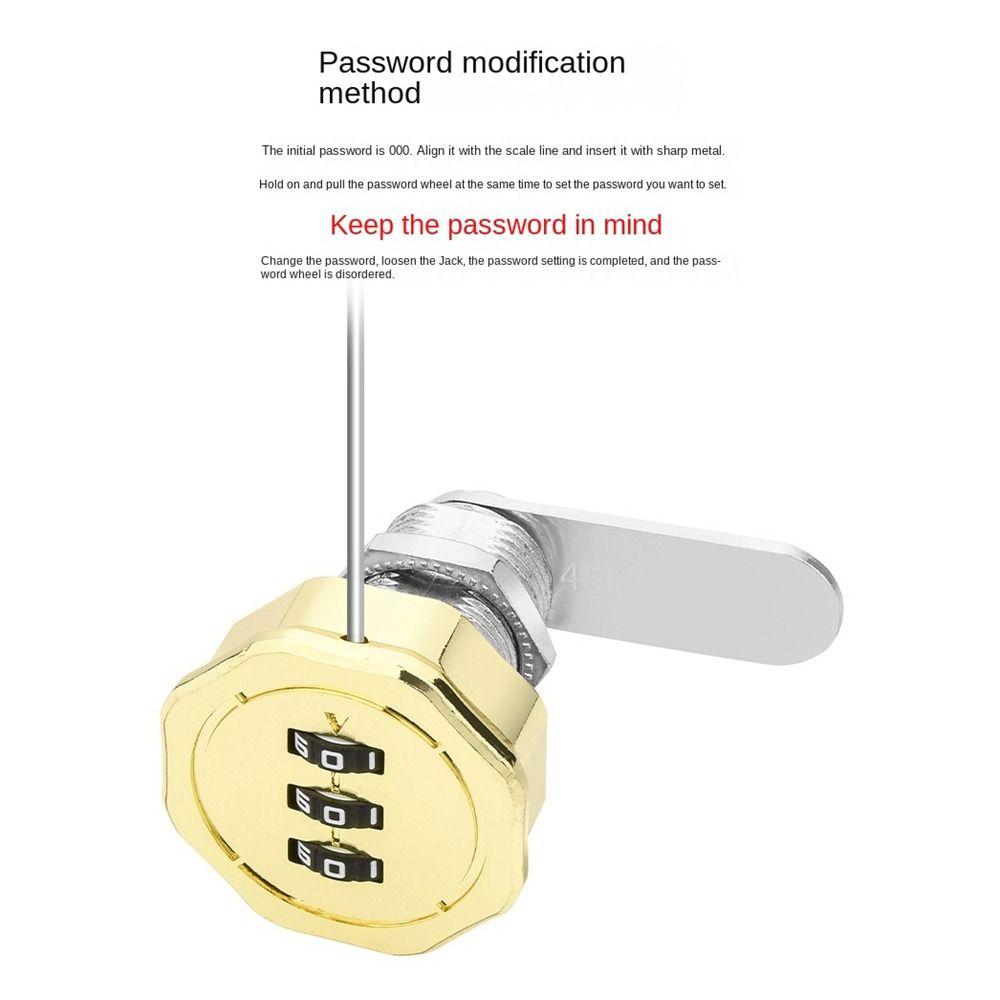 New Zinc Alloy Password Lock Anti-theft Furniture Combination Lock Hardware 3 Digital Code Drawer Lock Cupboard Drawer