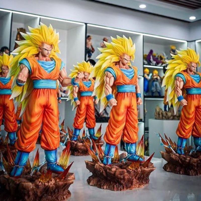 Infinite Super Three Goku Figure Seven Dragon Ball Anime Illuminating Statue Doll Model Super Saiyan 2D