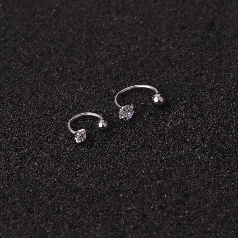 1pc 6/8mm Stainless Steel Zircon Cz Hoop Tragus Cartilage Helix Stud Earring Conch Rook Daith Lobe Ear Screw Piercing Jewelry