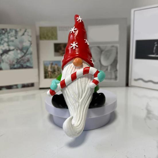 Christmas Gnome Figurine Cartoon Sitting Faceless Dwarf Resin Statue Sculpture Home Office Desktop Decoration Ornament